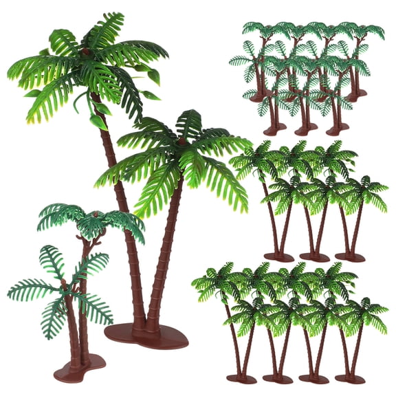 Luxshiny 16 Pcs Tropical Animal Cake Decor Coconut Tree Toppers Multi Plastic Decoration Beach Parties Hawaiian Luaus