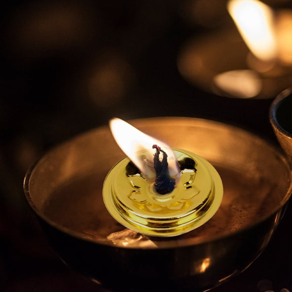 Luxshiny 16Pcs Plated Gold Floating Wicks Disc Holder for Oil Lamp Base Stylish and Practical