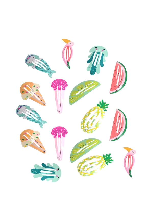 16Pcs Snap Hair Clips Assorted Color Fashion Hair Accessories with Cute Fruit Designs