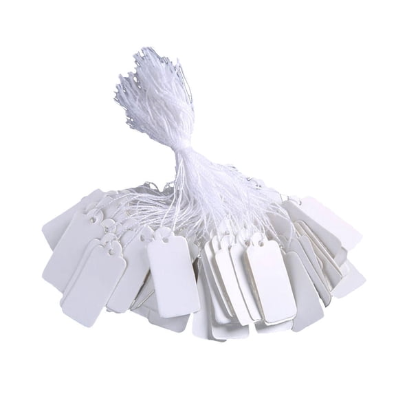 Luxshiny 190Pcs White Paper Price Labels with Hanging String for Shop Use and Easy Item Identification