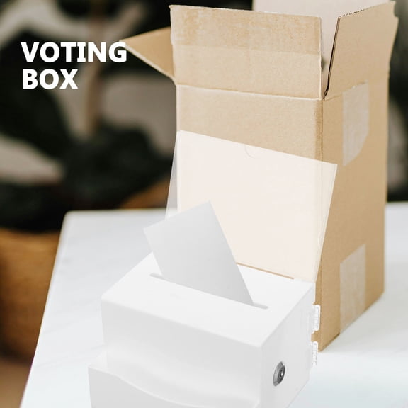 Luxshiny White Acrylic Donation Box with Lock for Fundraising and Suggestions Sturdy Size 10.5 x 8 x 4 Inches