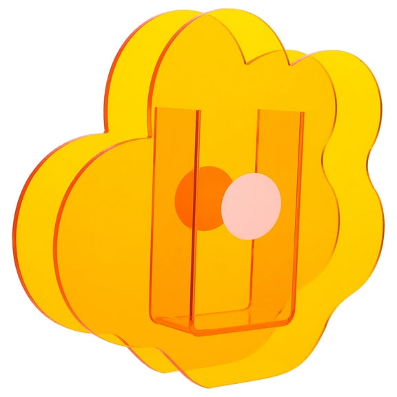 Luxshiny 1Pack Flower Vase Acrylic Orange Flower Shape Simple Design for Home Decor 11.8x5.9x1.3in