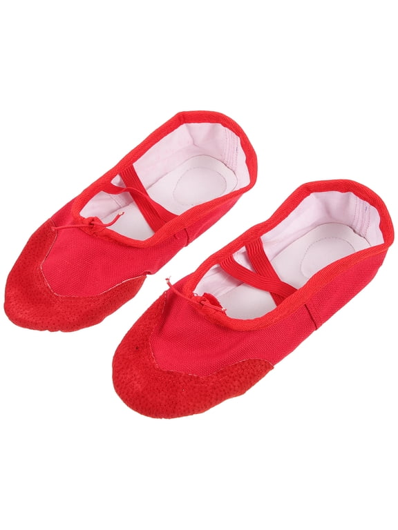 1Pair Red Ballet Shoes Durable Material Elastic Band ce Shoes with Anti Slip Sole