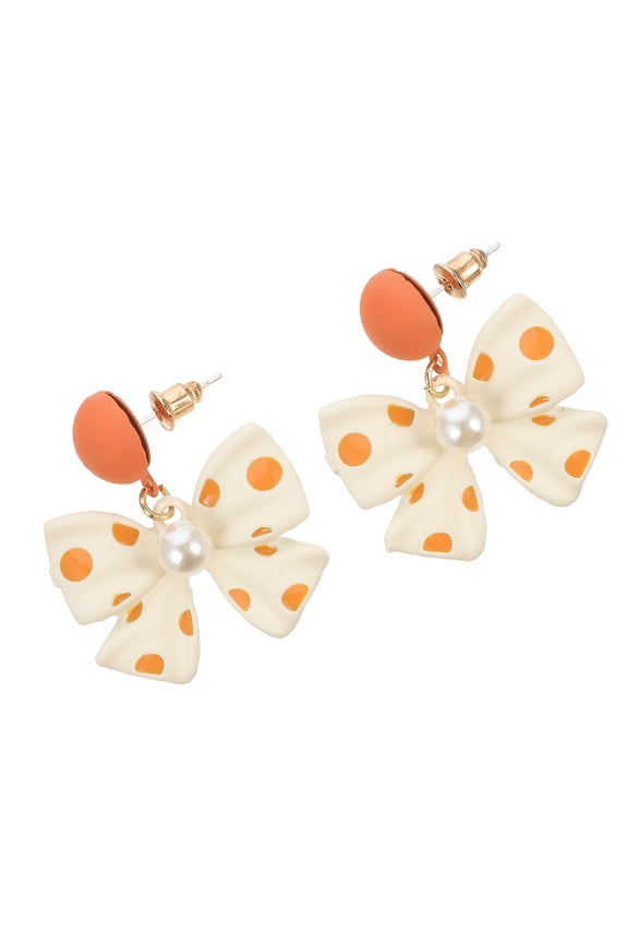 Bow Earrings Fashionable Round 1 Pair