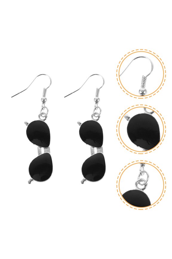 Glasses Charms Sunglasses Earrings Black Alloy 1 Pair Back to School