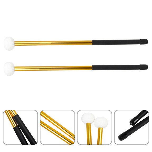 Luxshiny 1Pair Durable Percussion Stick with Felt Head and Alloy Body for Musical Instrument Practice