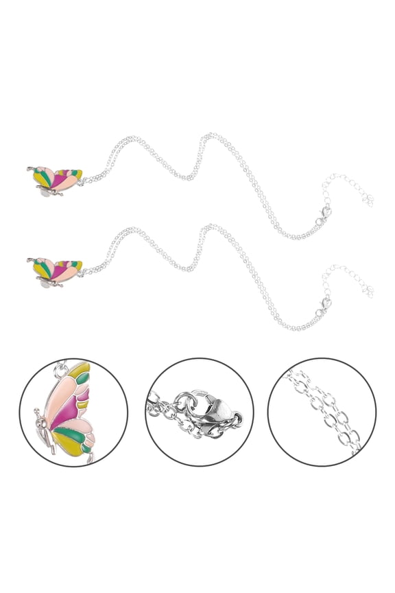 1Pair Matching Necklace for Couples Butterfly Wing Design Alloy Pendant Fashion Accessory