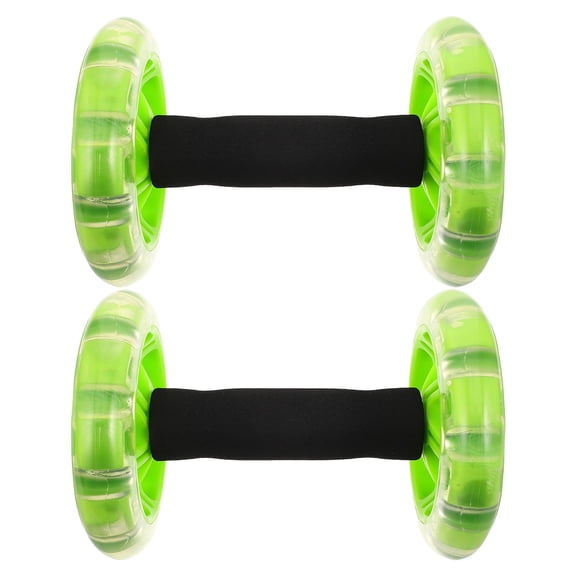 Luxshiny 1 Pair Green Ab Wheel Roller with Dual Wheels and Non- Handles for Effective Core and Abdominal Workouts