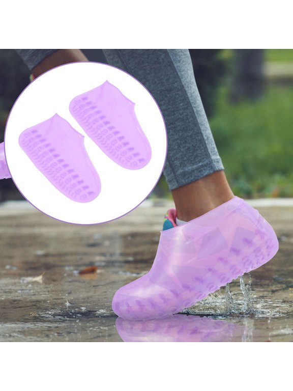 Silicone Purple Rainproof Shoes Cover Anti-Slip Protector for Travel and Walking 1Pair