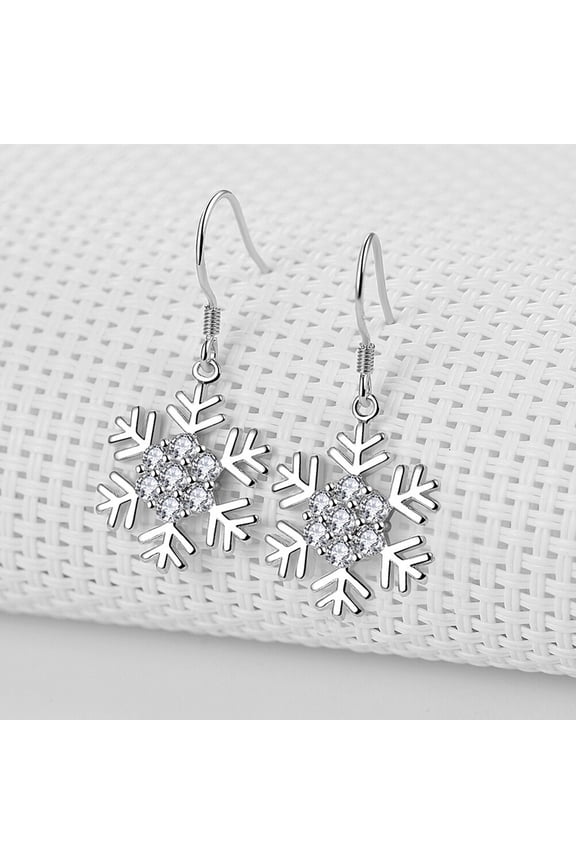 1Pair Snowflake Earrings Dangle Drop Earrings for Christmas Party Accessory