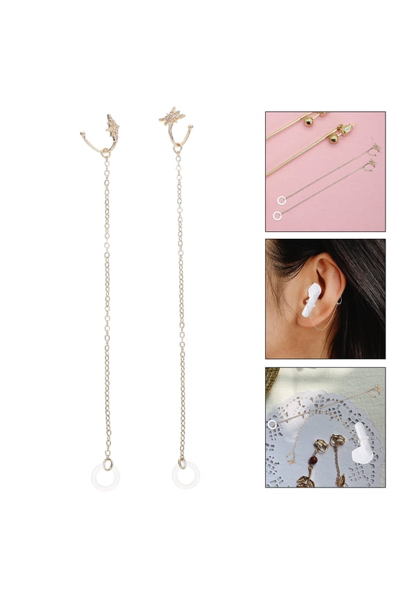Women Trendy Earrings Secure Earphones Golden Copper 2Pcs Back to School