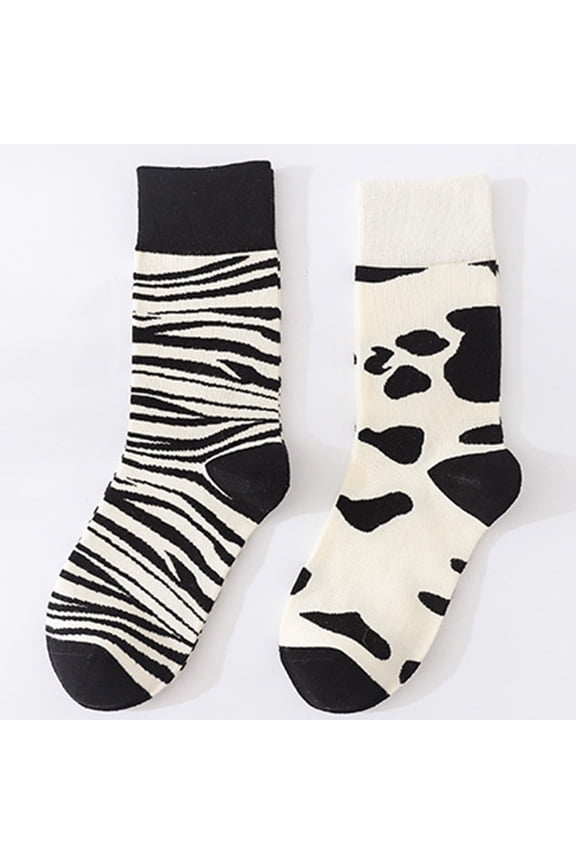 1Pair Unisex Winter Socks Warm Household Socks Midcalf Zebra Pattern