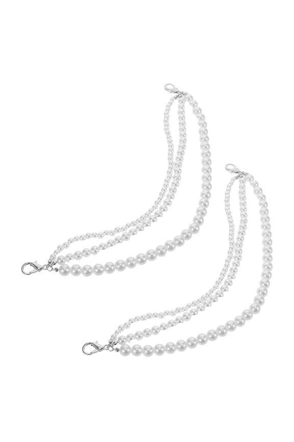 1Pair White Faux Shoe Chain Jewelry for High Heels with Lightweight Decorative Shoe Straps