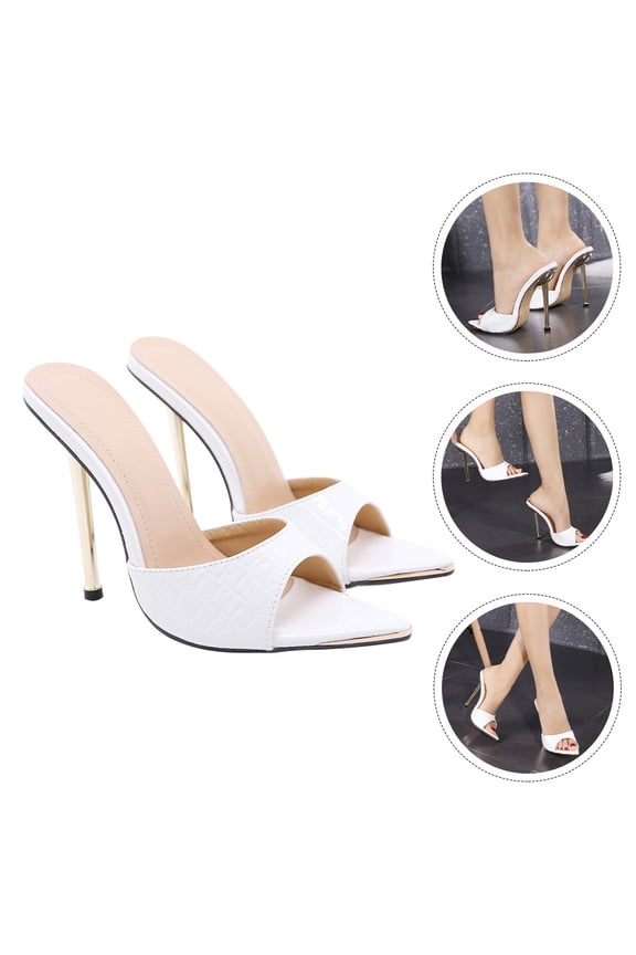 1Pair White High Heel Sandal Slippers Simple Fashion Design for Outdoor Use