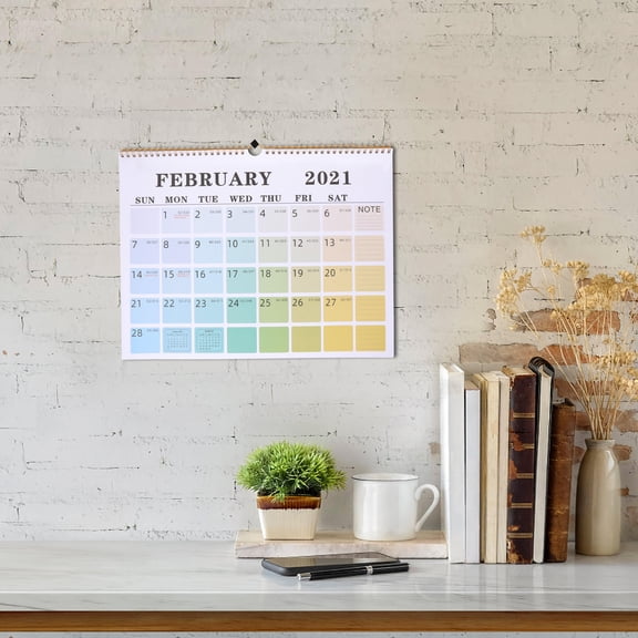 Luxshiny 2021 English Wall Calendar 1Pc Paper Hanging Calendar with Note Taking and Elegant Stylish Design for Home and Office