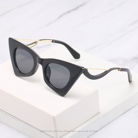 Luxshiny 1Pc Black Cat Eye Sunglasses Unisex Summer Sunglasses with Nonslip Comfortable Fit