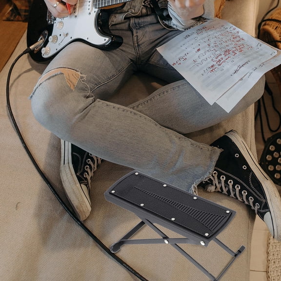 Luxshiny 1Pc Black Guitar Performance Foot Shelf Folding Design for Comfortable Playing Support