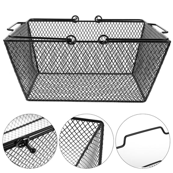 Luxshiny 1Pc Black Metal Storage Basket Rust Resistant Portable Storage Container for Kitchen and Closet