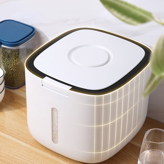 Luxshiny 1Pc Black Plastic Rice Container with Strong Sealing for Household Grain Storage