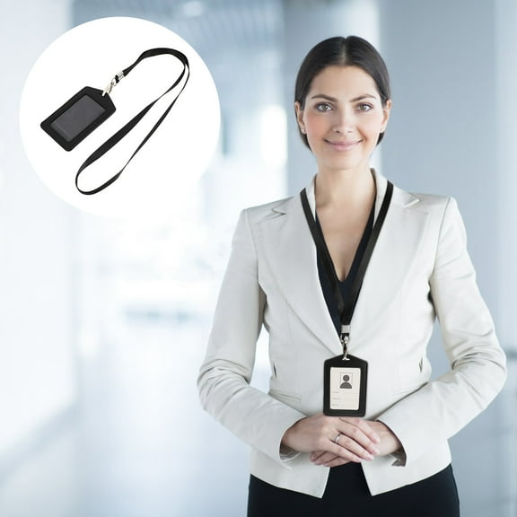 Luxshiny 1Pc Black Waterproof Badge Holder with Long Strap for Secure Id and Pass Storage