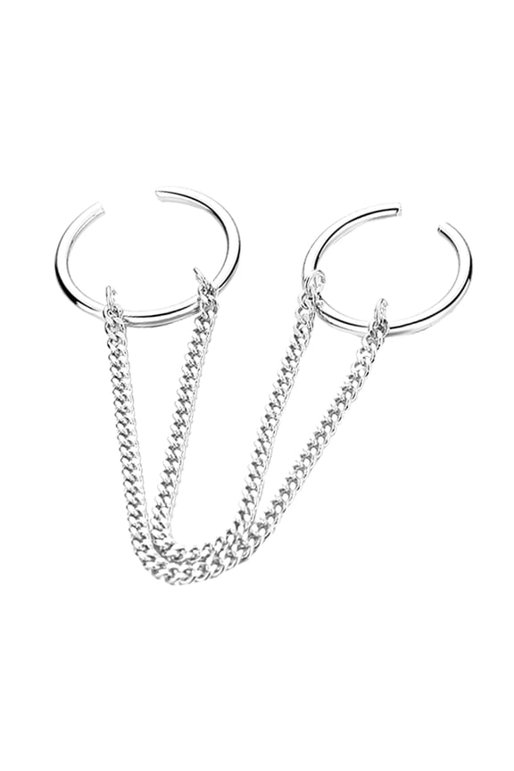 1Pc Chain Double-Finger Ring Adjustable Open Design for Daily Dress Decoration