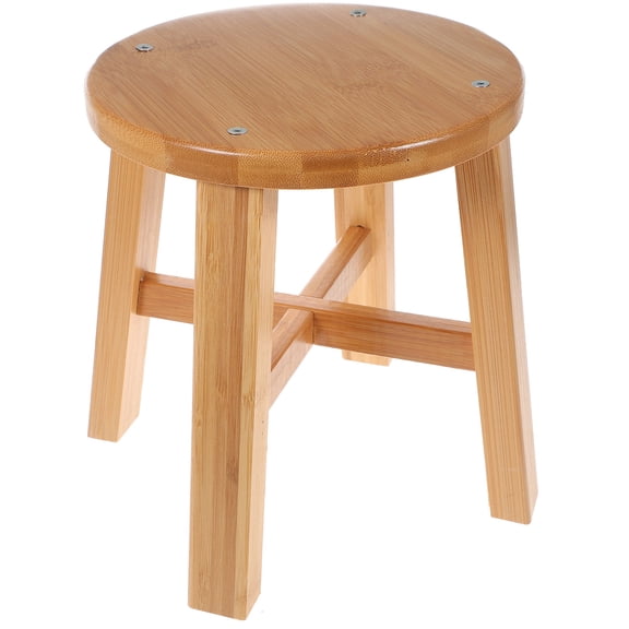 Luxshiny 1Pc Chinese Style Stool Bamboo Anti-slip for Bedroom Family Use Brown