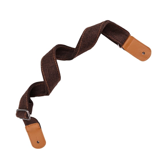 Luxshiny 1Pc Cotton Ukulele Strap Ends with Metal Buckle Durable Coffee Color