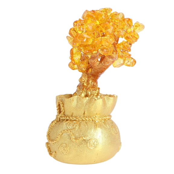 Luxshiny 1Pc Crystal Cash Tree Ornament Golden Color for Stylish Home Decoration