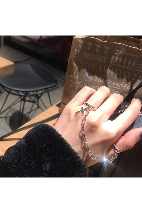 Chic Fashion Adjustable Chain Ring Decor Finger Rings 1Pcs