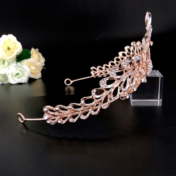 Luxshiny 1Pc Durable Golden Alloy Wedding Crown Tiara with Swan Modeling for Bridal Decoration