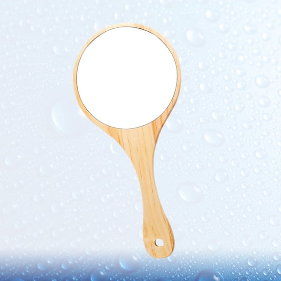 Luxshiny 1Pc Durable Wood Handle Mirror in Khaki for Makeup with Premium Clear Glass Surface