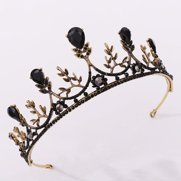 Luxshiny 1Pc Elegant Black Vintage Crown for Wedding Show and Photography Decoration