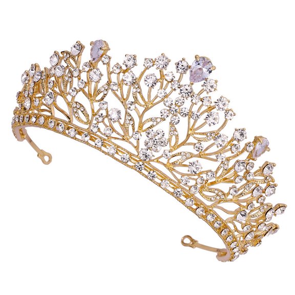 Luxshiny Elegant Crown Headwear with Shiny Embellishments for Brides Wedding Hair Accessory