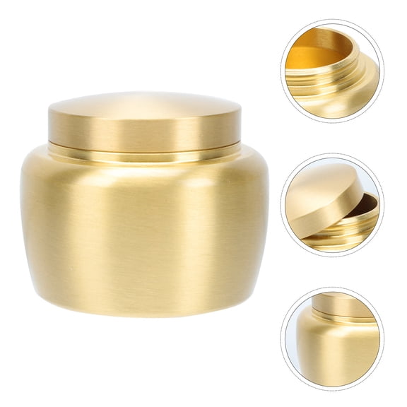 Luxshiny 1Pc Golden Copper Storage Tank Airtight Tea Canister Decor
