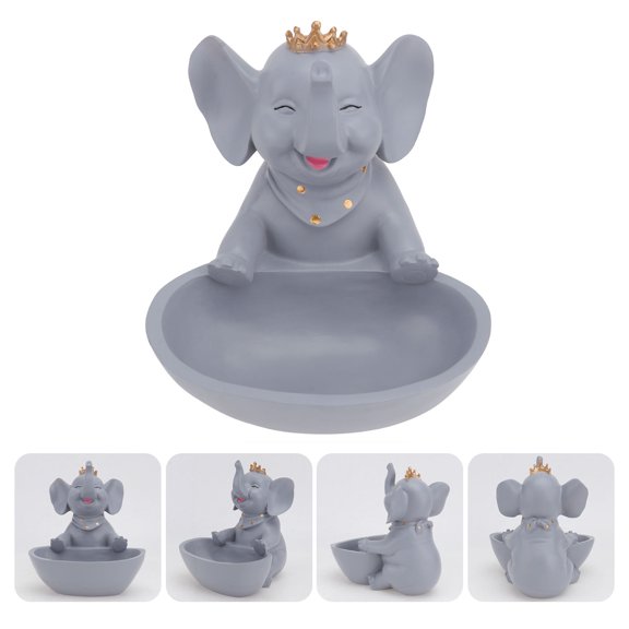 Luxshiny 1Pc Grey Resin Elephant Decoration Key Storage Box Creative Animal Shaped Home Ornament