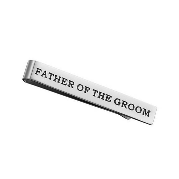Luxshiny 1Pc Groom Father Tie Clip Smooth Surface Engraved Wedding Suit Necktie Clamp