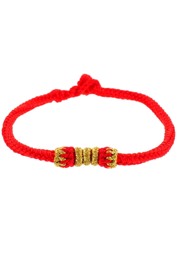 Handmade Red Rope Bracelet with and Adjustable Knot Closure, 1Pc String Thread Wristband