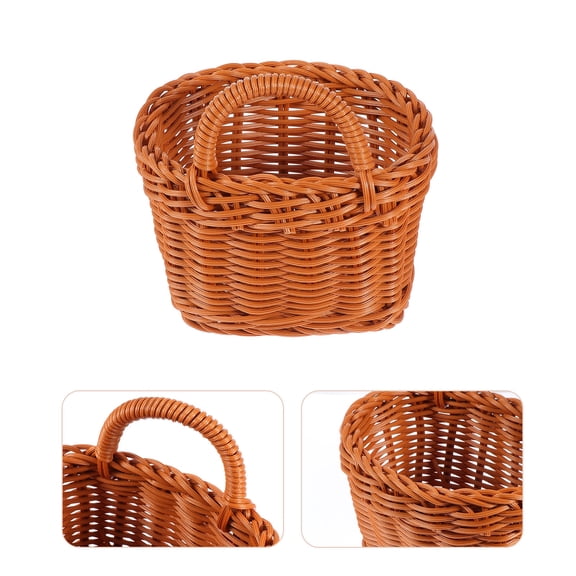 Luxshiny 1Pc Handwoven Imitation Rattan Storage Basket with Handle for Home and Office