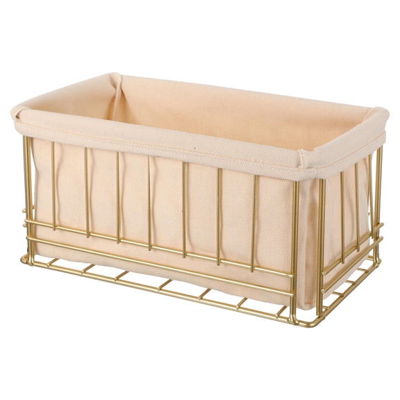 Luxshiny 1Pc Iron Art Storage Basket Golden Multifunction Sundries Organizer for Tabletop and Dormitory