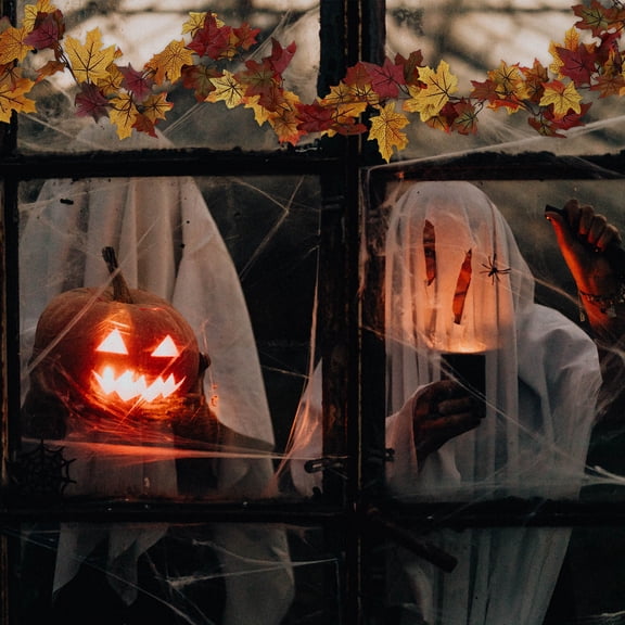 Luxshiny 1Pc Orange Fall Leaf Rattan Vine for Party Festival and Wedding Decoration