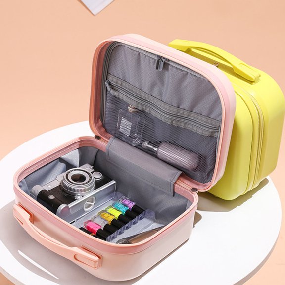 Luxshiny 1Pc Makeup Travel Case Yellow ABS Portable for Outdoor Activities Makeup Items