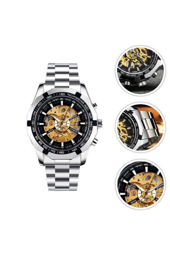 1Pc Fashion Wrist Watch for Men with Skeleton Dial and Craftsmanship
