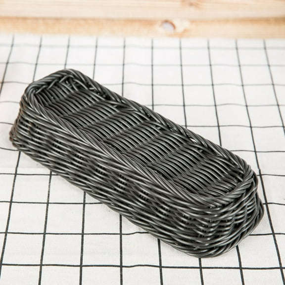 Luxshiny 1Pc Multi-Functional Grey Woven Plate Basket Made of Imitation Rattan for Home and Restaurant