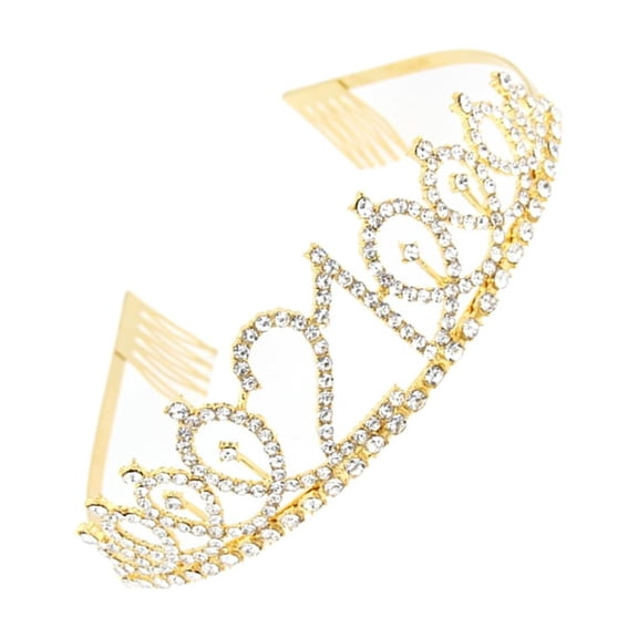 Luxshiny 1Pack Mini Rhinestone Crown Alloy Decorative Crown Hair Comb for Women Birthday Parties