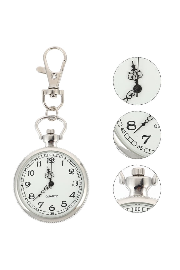 White Fob Watch 1Pc Hanging Quartz Timepiece with Clear Dial for Medical Professionals