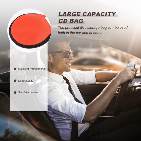 Luxshiny 1Pc Orange Cd Storage Bag Large Capacity Disc Protector Portable Zipper Case for Storage