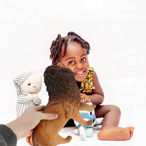 Luxshiny 1Pc Orange Vinyl Lion Figurine with Realistic Details for Decoration and Animal Model Display