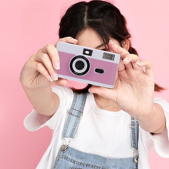 Luxshiny Vintage ABS Film Camera White Reusable with Internal Flash for Home