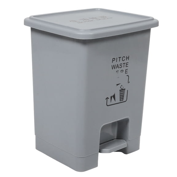 Luxshiny 1Pc Plastic Step Trash Can 15L Grey Household Waste Organizer with Odor Sealing Lid