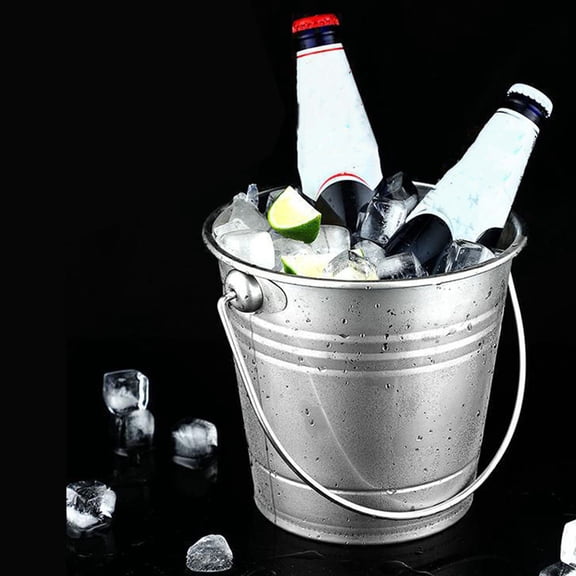 Luxshiny 1Pc Portable Ice Bucket Stainless Steel Anti Rust Ice Can for Wine Beer Cooler